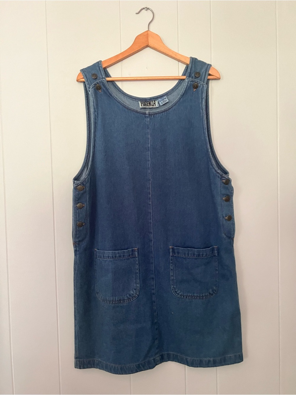 Vintage 90’s Denim Pinafore Grunge Cottagecore Pockets Jumper Dress Blue Size 14 - Picture 13 of 13